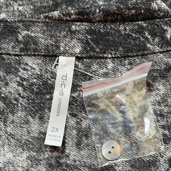 DNA Couture Sheer Jersey Tunic Top in Black/White Size 2X - Picture 8 of 10